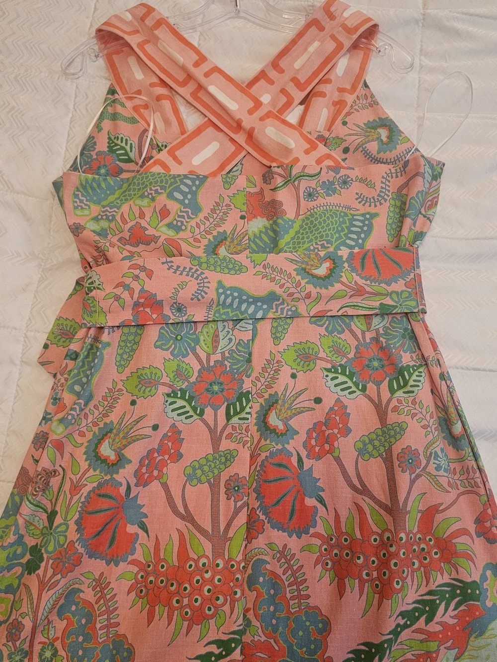 CK Bradley Gwendolyn maxi dress features a bright floral coral print Sz L - Picture 7 of 10